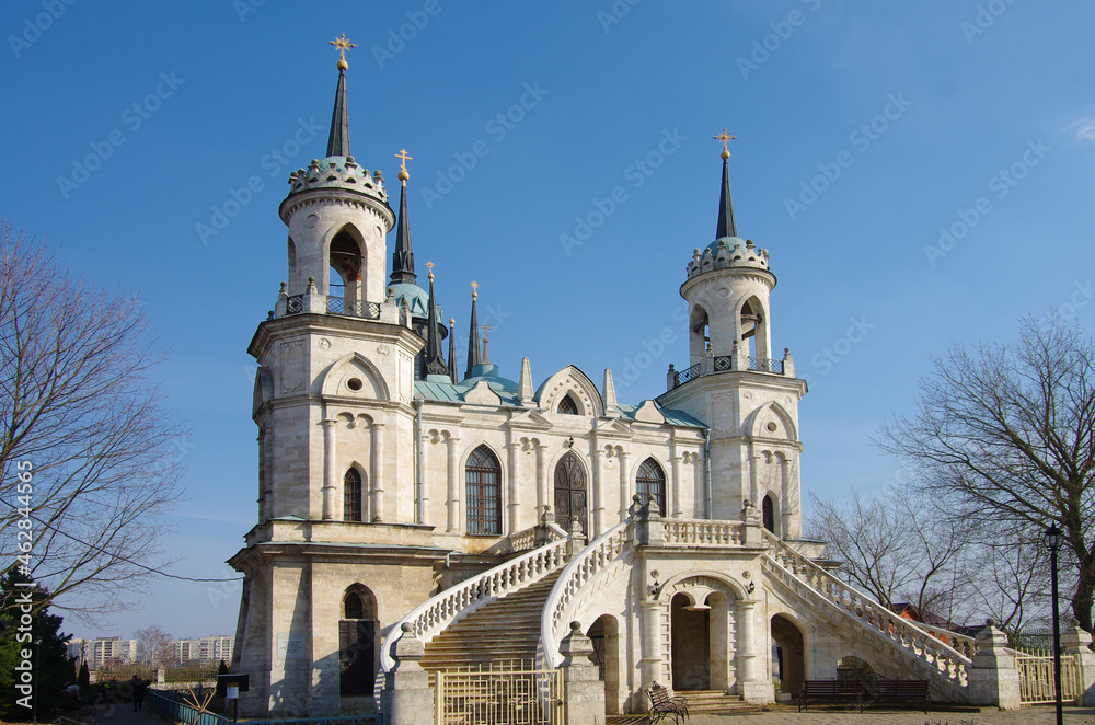 BYKOVO, MOSCOW REGION, RUSSIA - March, 2020: Church of Vladimir Icon of Mother of God BYKOVO, MOSCOW REGION, RUSSIA - March, 2020: Church of Vladimir Icon of Mother of God