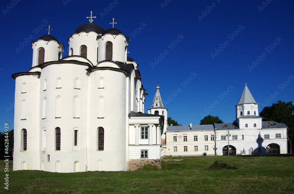 VELIKY NOVGOROD, RUSSIA - July, 2021: Saint Nicholas Cathedral in summer sunny day