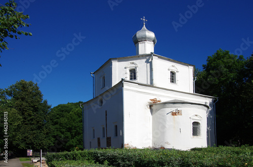 VELIKY NOVGOROD, RUSSIA - July, 2021: Church Georgiya Pobedonostsa Na Torgu photo