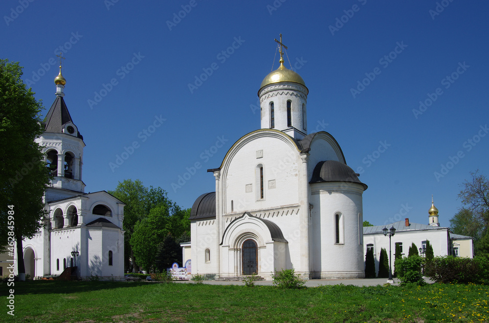 Vladimir, Russia - May, 2021: Monastery of the Nativity of the Holy Mother of God in spring sunny day. New Cathedral of the Nativity of the Virgin