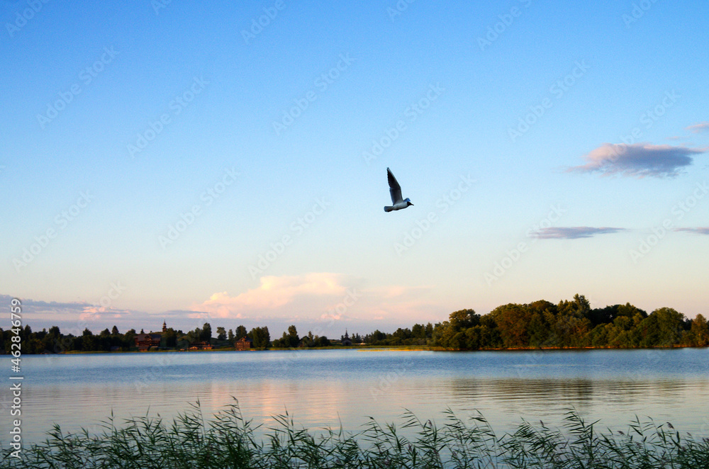 View of the Kizhi island at sunset