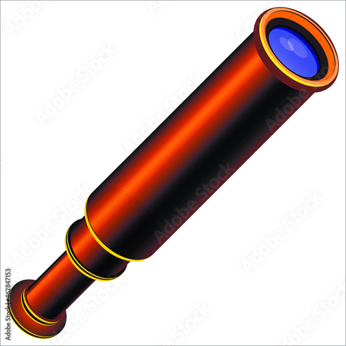 round game icons with vintage pirate telescope