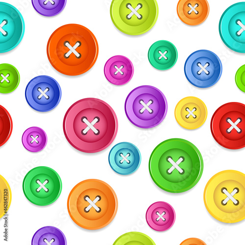 Seamless pattern of multicolored buttons. Cheerful background for decoration