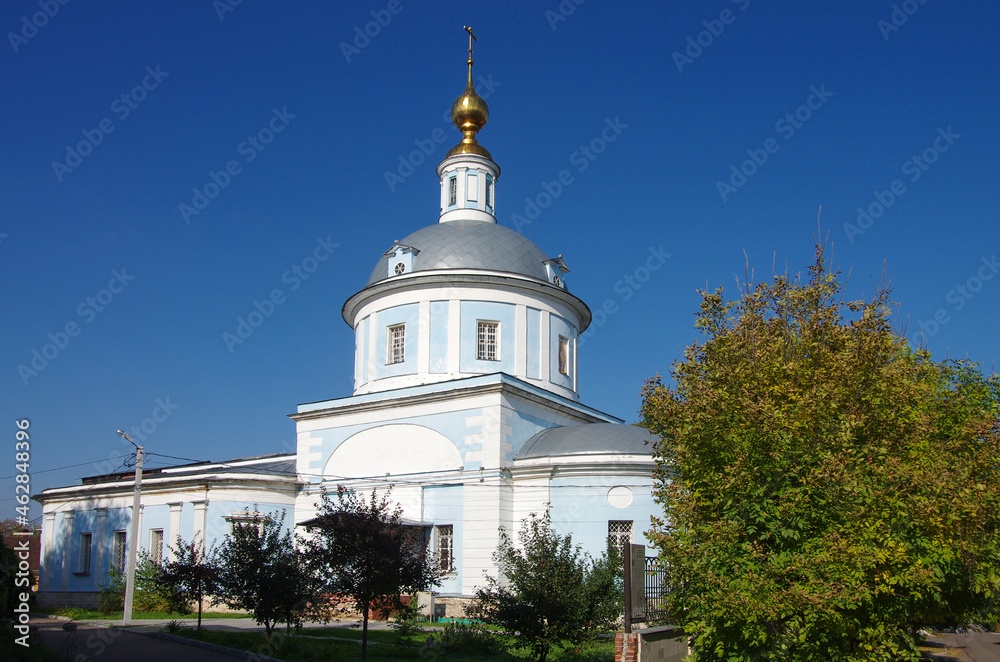 Kolomna, Russia - October, 2021: Church of the Intercession of the blessed virgin Mary in Kolomna, a monument to the Patriotic war of 1812