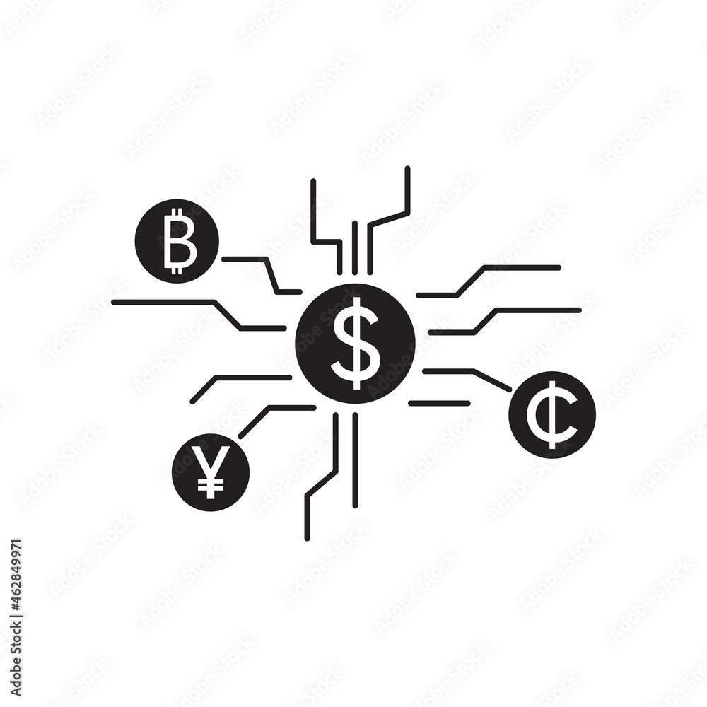 Money and financial mind mapping ixon. Business network. Business connections. Currency: euro, yen, bitcoin, dollar icon Money and financial mind mapping ixon. Business network. Business connections. Currency: euro, yen, bitcoin, dollar icon