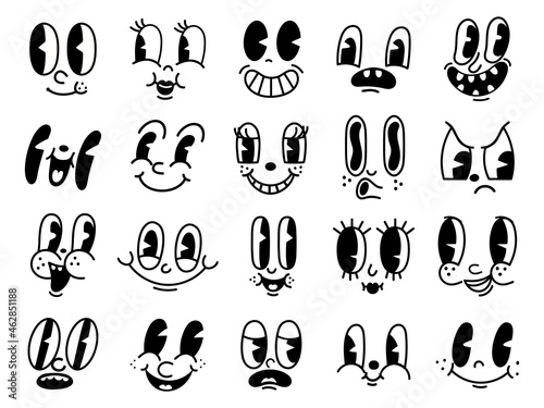 Fotografiet Retro 30s cartoon mascot characters funny faces