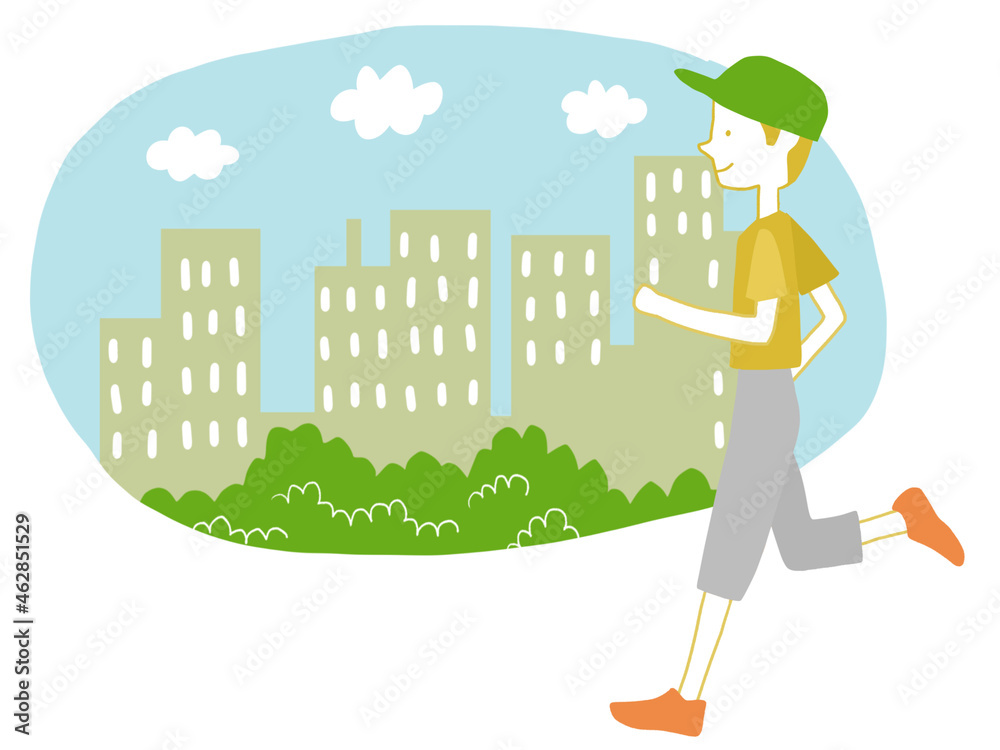 ジョギングを楽しむ男性のイラスト Stock イラスト Adobe Stock