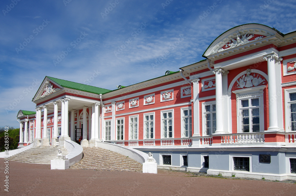 MOSCOW, RUSSIA - May, 2021: Kuskovo estate of the Sheremetev family in spring day