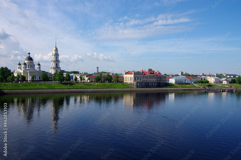 Rybinsk, Russia - May, 2021: View of the Transfiguration Cathedral