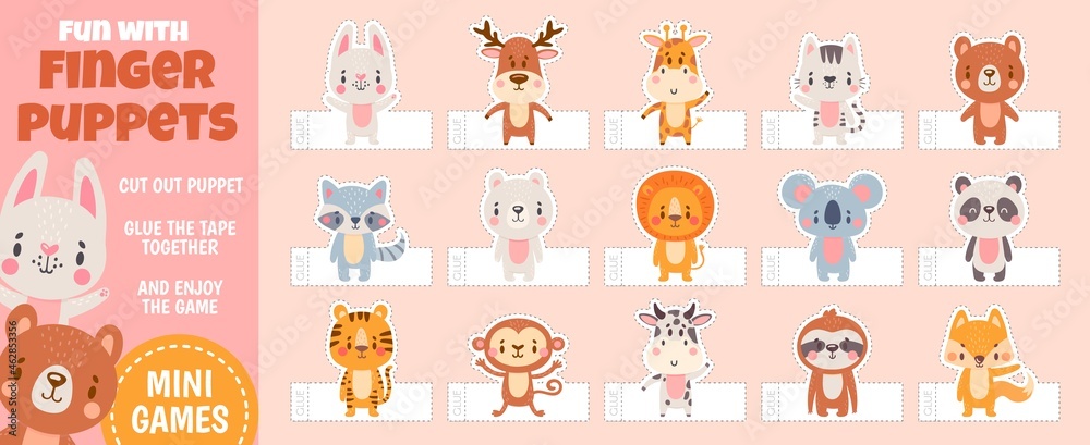 Finger puppets forest animals for paper cut kids activities. Home ...