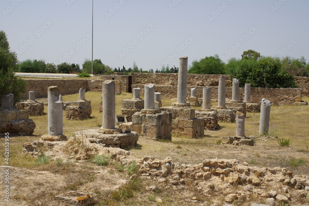 Monastir, Tunisia, Africa - August, 2012: Ruins of ancient Carthage in the city of Tunis
