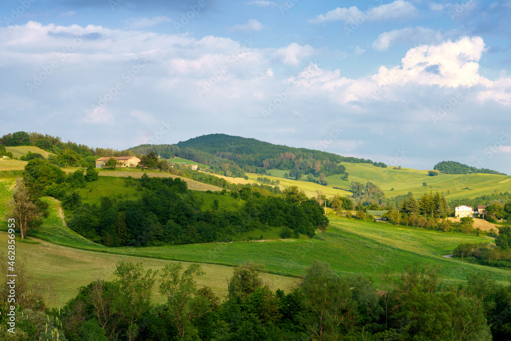 Rural landscape near Salsomaggiore, Parma, at springtime