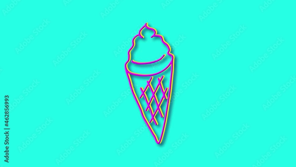 Ice cream symbol, bright stroke hand drawn. Outline icon. Hand draw funny sketch. Blue background. High quality 4k video. Ice cream symbol, bright stroke hand drawn. Outline icon. Hand draw funny sketch. Blue background. High quality 4k video.