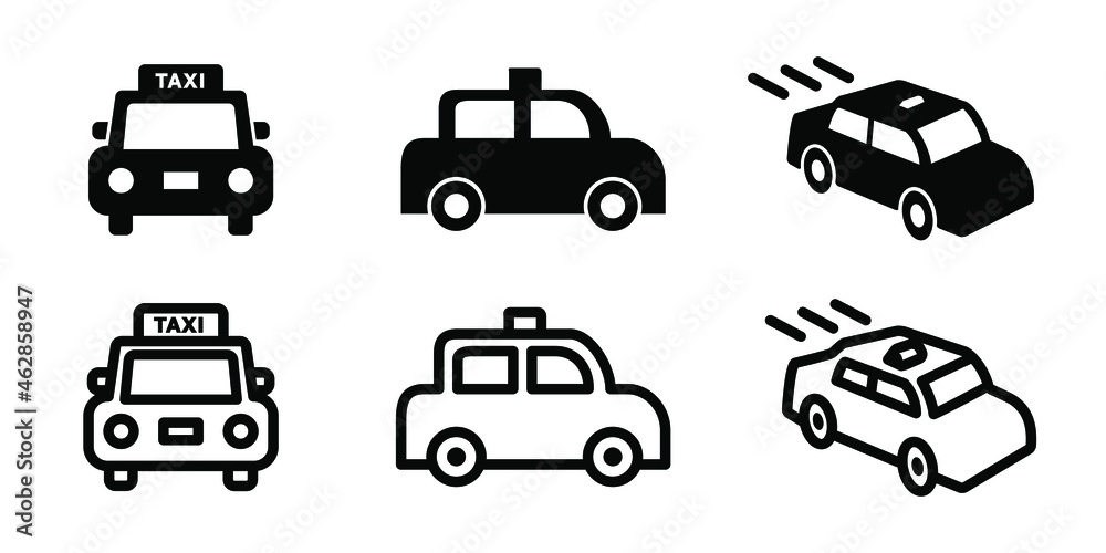 タクシー, パトカー,自動車のベクターアイコンイラスト白背景