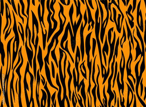Vector Tiger orange black stripe pattern. Tiger seamless tiling background.