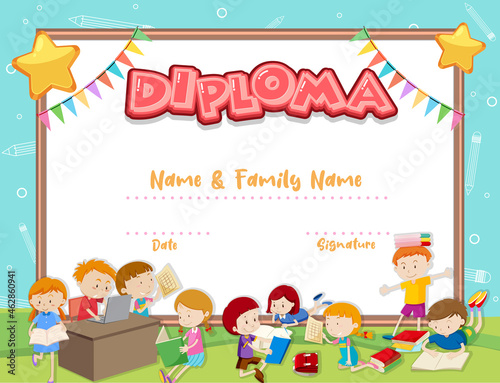 Kids diploma certificate template