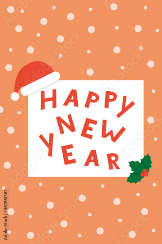 Happy New Year lettering. New Year greeting card.