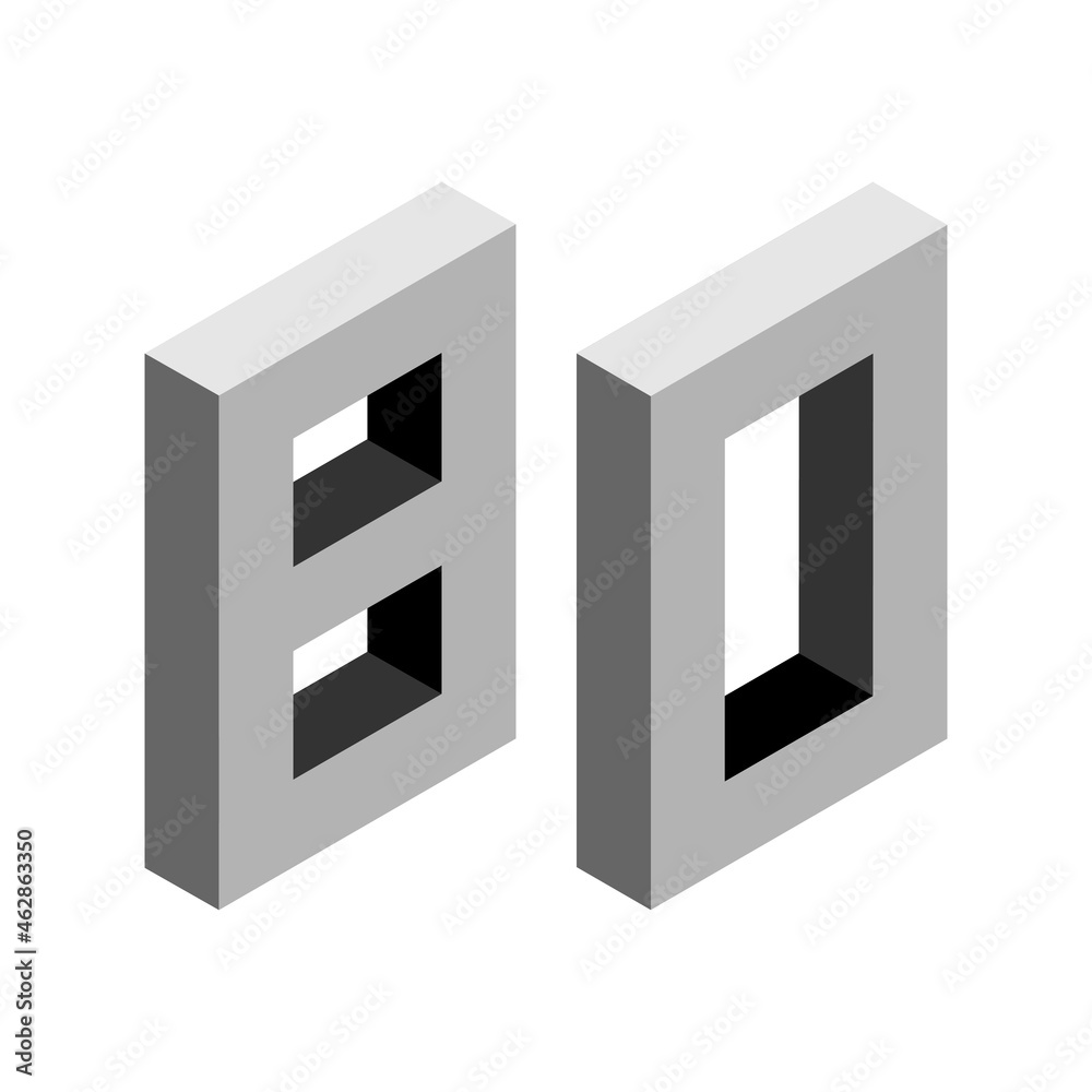 Gray number 80 in isometric style. Isolated on white background. Learning numbers, serial number, price, place. Gray number 80 in isometric style. Isolated on white background. Learning numbers, serial number, price, place.