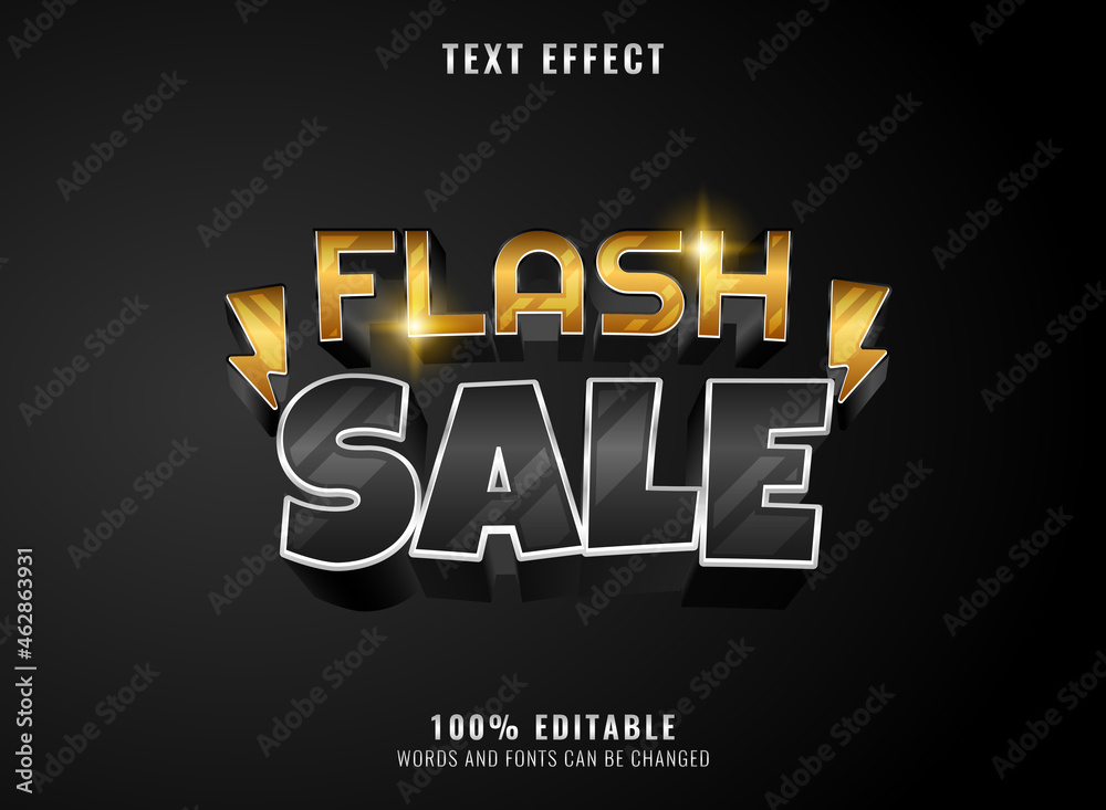 modern silver gold flash sale template editable text effect
