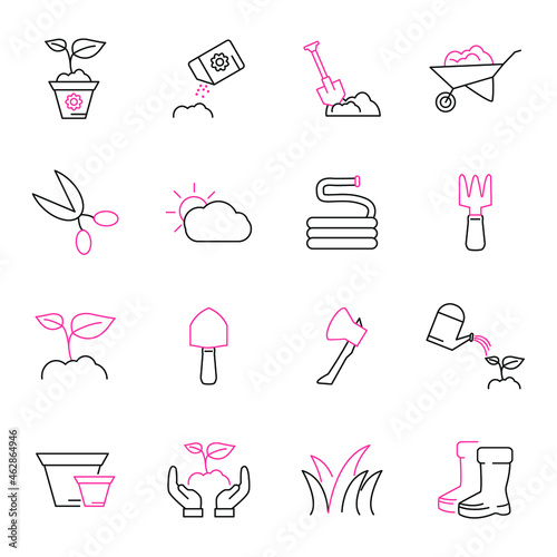 gardening icons set. gardening pack symbol vector elements for infographic web