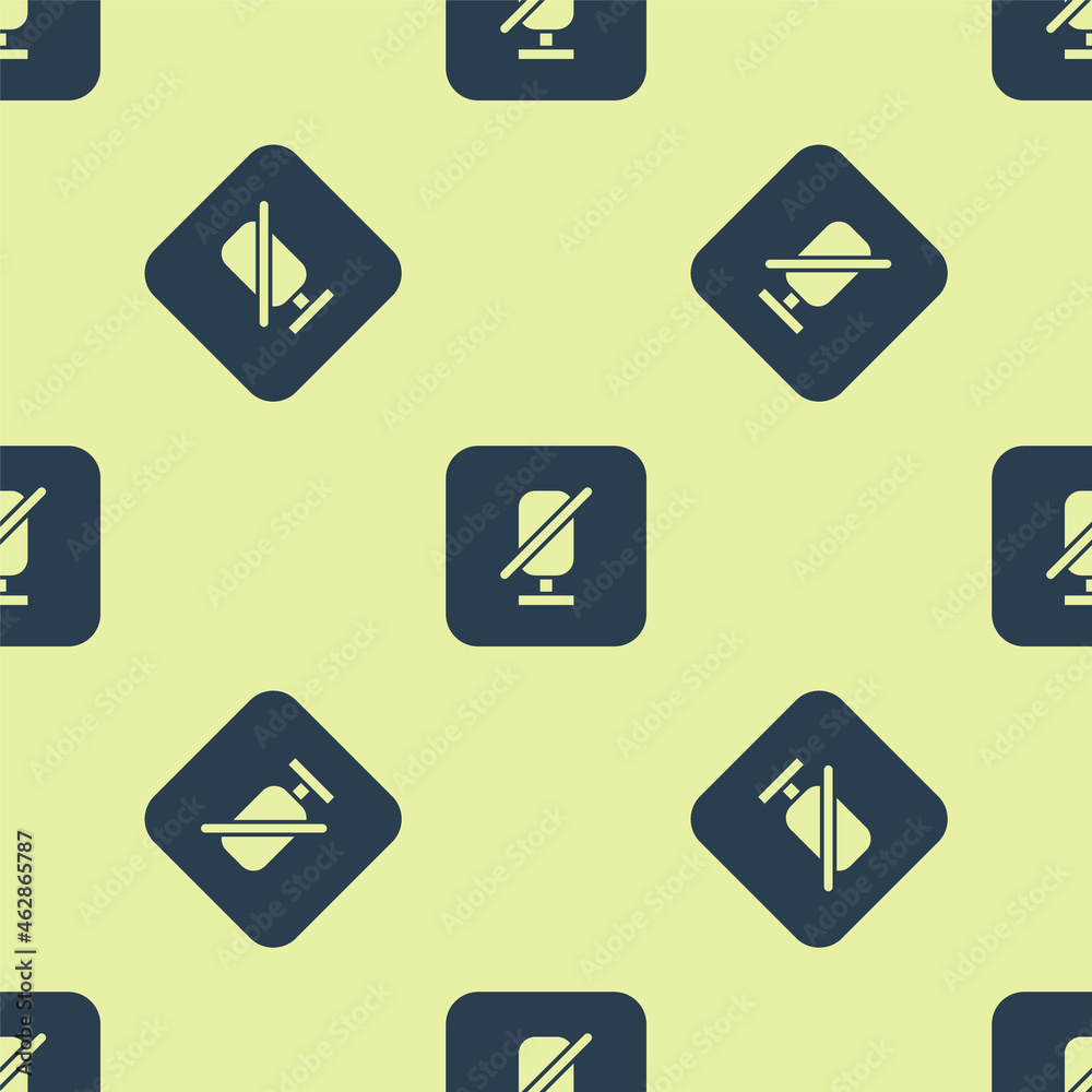 Blue Mute microphone icon isolated seamless pattern on yellow background. Microphone audio muted. Vector Blue Mute microphone icon isolated seamless pattern on yellow background. Microphone audio muted. Vector