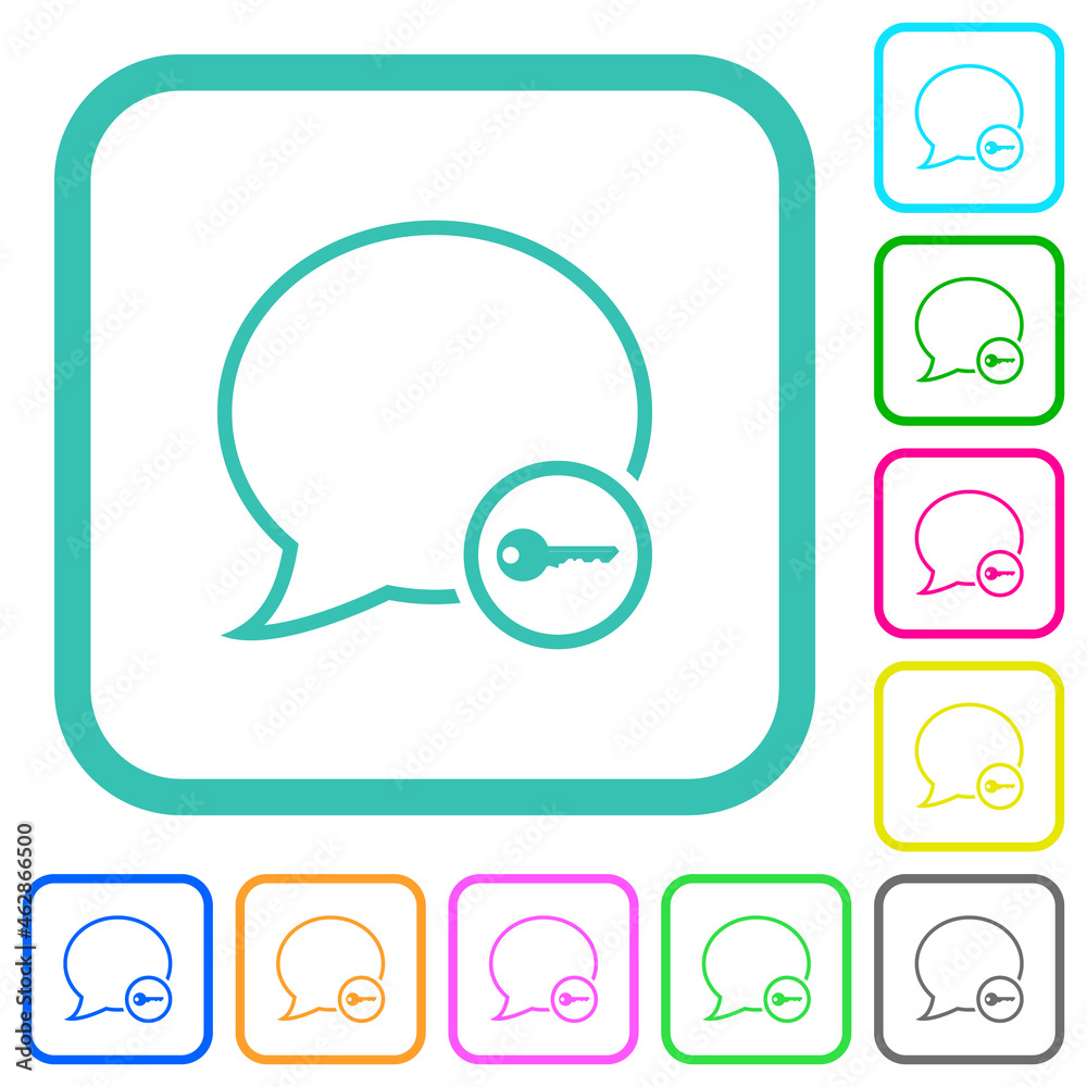 Message secure outline vivid colored flat icons Message secure outline vivid colored flat icons