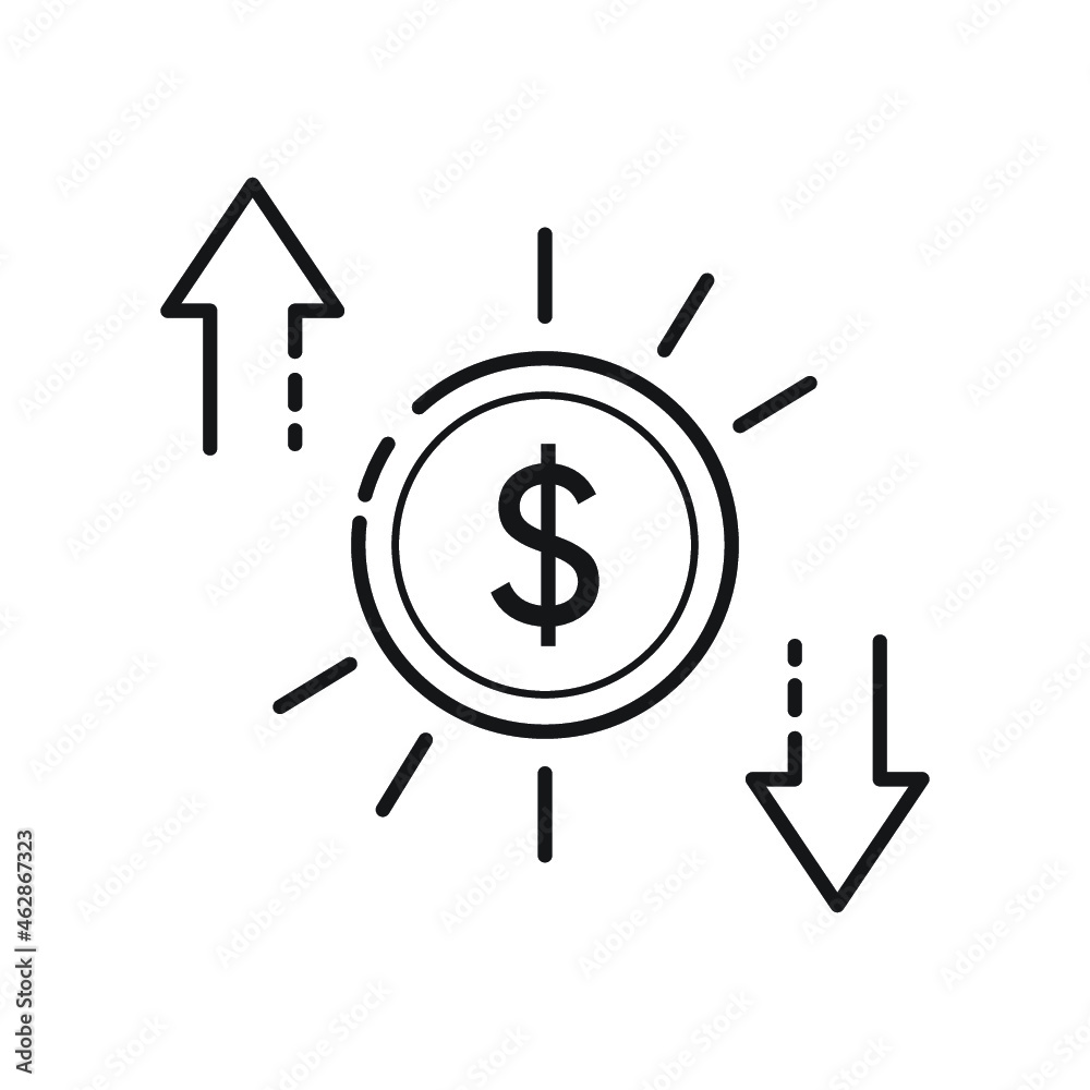 Profit and loss icon in trendy flat style. Finance symbol for your web