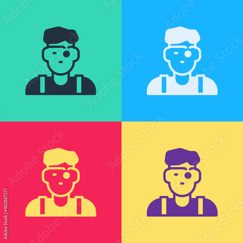 Pop art Jeweler man icon isolated on color background. Vector