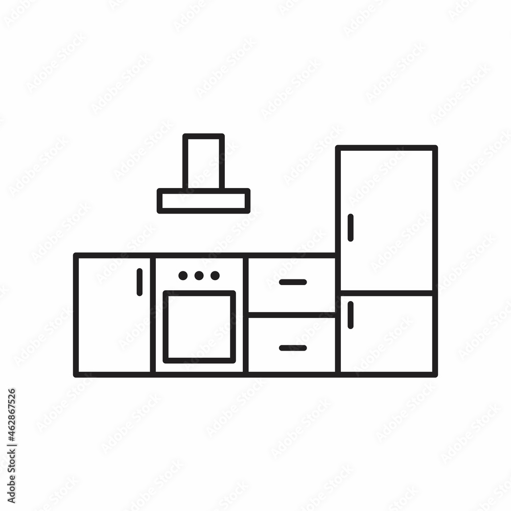 Kitchen set icon line symbol. Premium quality isolated furniture element in trendy style Kitchen set icon line symbol. Premium quality isolated furniture element in trendy style