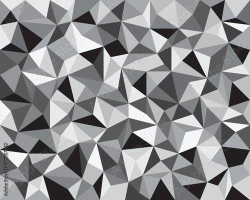 Seamless Background from cells, gray triangles. Irregular Mosaic backdrop.