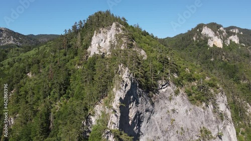 Aerial view of Trigrad Gorge at Rhodope Mountains, Smolyan Region, Bulgaria photo