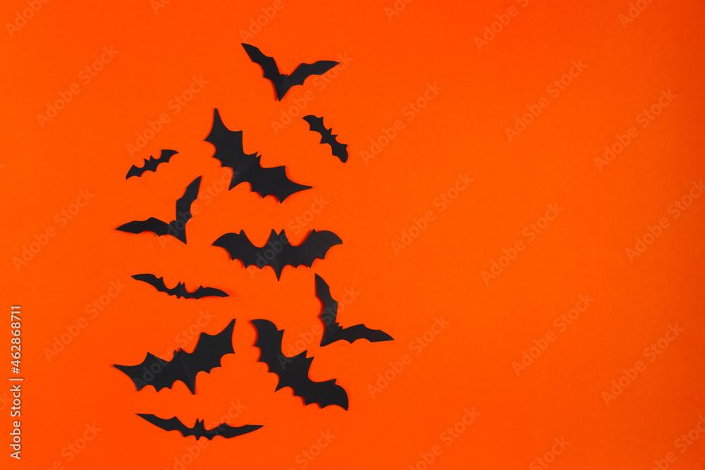 Happy Halloween. Paper bats on orange background. Happy Halloween. Paper bats on orange background.