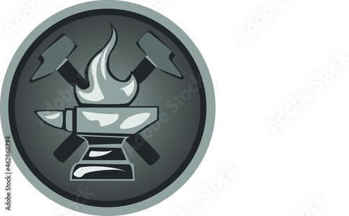 icon blacksmith shop from anvils and hammers
