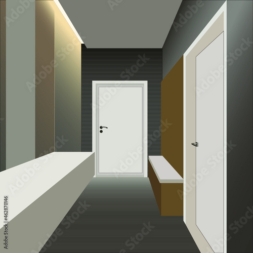 the interior design of the apartment hallway vector