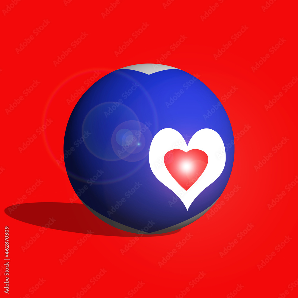 3d render colorful sphere with heart shapes isolated on red background 3d render colorful sphere with heart shapes isolated on red background