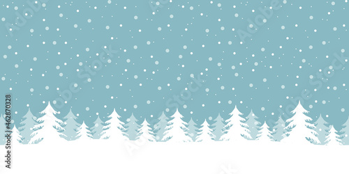 green winter landscape fir border with snow
