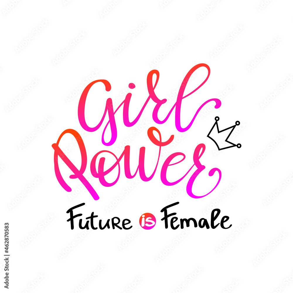 GIRL POWER inscription handwritten. GRL PWR hand lettering. Feminist print with slogan, phrase or quote. Modern vector illustration for t-shirt, sweatshirt or other apparel print