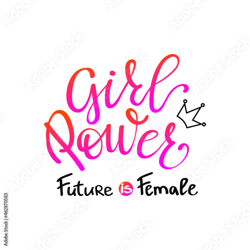 GIRL POWER inscription handwritten. GRL PWR hand lettering. Feminist print with slogan  phrase or quote. Modern vector illustration for t-shirt  sweatshirt or other apparel print