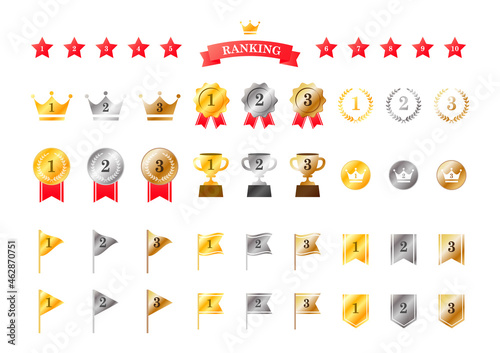 グラデーションのランキングアイコンのセット