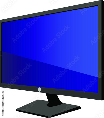 monitor with blue screen on white background