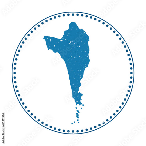 Phu Quoc sticker. Travel rubber stamp with map of island, vector illustration. Can be used as insignia, logotype, label, sticker or badge of the Phu Quoc.