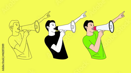 people hold megaphone illustration design