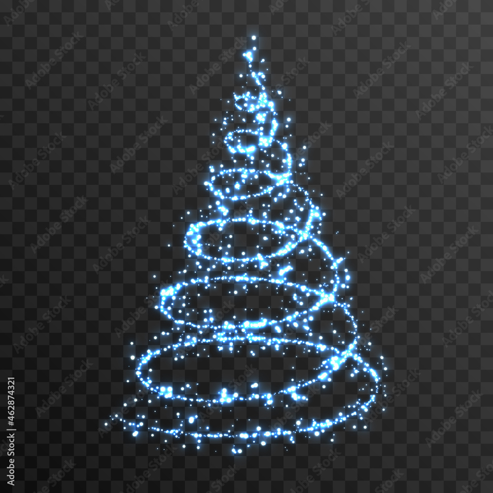 Vector glowing Christmas tree on an isolated transparent background. PNG blue dust, magic spruce, holiday, christmas. Vector glowing Christmas tree on an isolated transparent background. PNG blue dust, magic spruce, holiday, christmas.