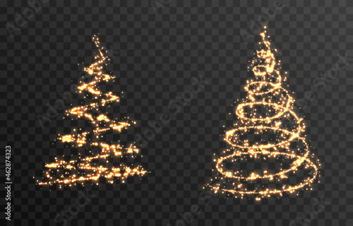 Photo Vector glowing Christmas tree on an isolated transparent background