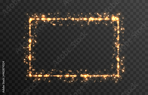 Vector magic glow. Sparkling light, sparkling dust png. Glowing frame. Christmas light.