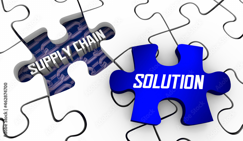 Supply Chain Solution Puzzle Piece Fix Problem Challenge 3d Illustration Supply Chain Solution Puzzle Piece Fix Problem Challenge 3d Illustration