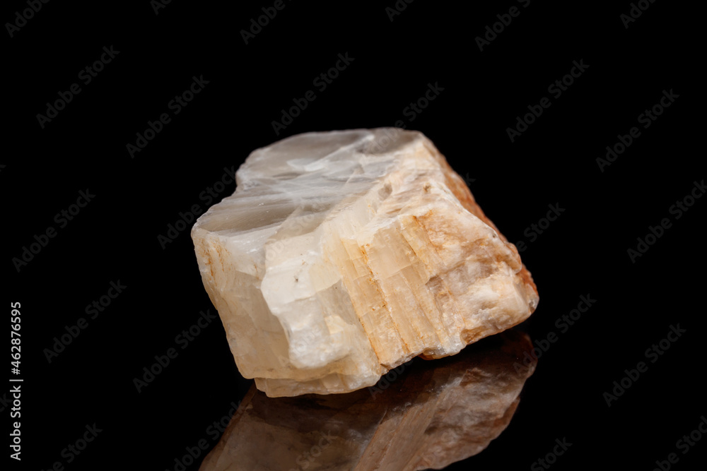 Macro mineral stone Moonstone a black background Macro mineral stone Moonstone a black background