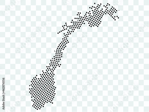 Abstract black map of Norway - planet dots planet, isolated on transparent background.Vector eps 10