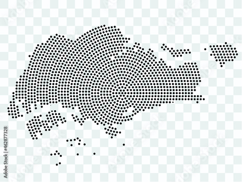 Abstract black map of Singapore - planet dots planet, isolated on transparent background.Vector eps 10