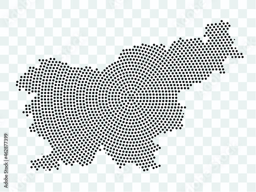 Abstract black map of Slovenia - planet dots planet, isolated on transparent background.Vector eps 10